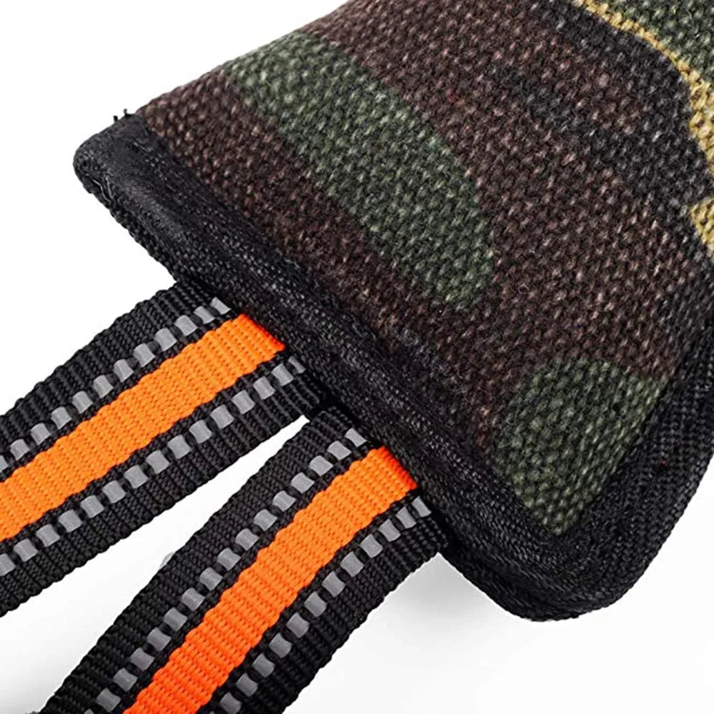 55cm long reflective yellow edge jute dog training bite stick for tug of war