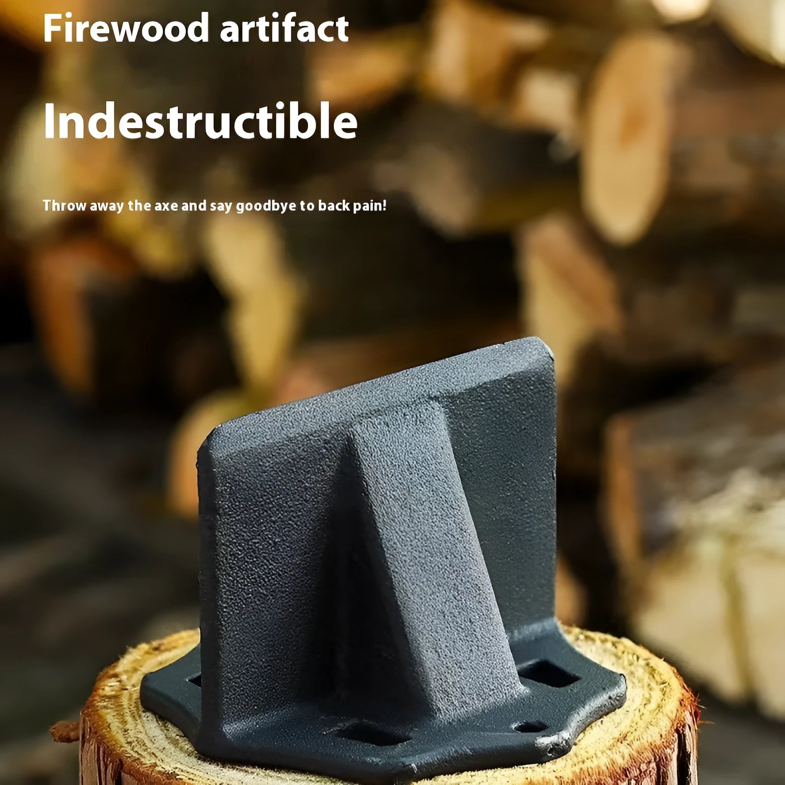 Small square wood splitter with cast iron head for household wood cutting