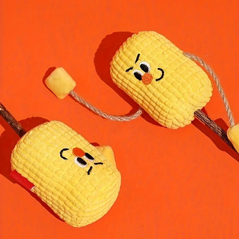 Corn cob-shaped cat toy made from natural polio wood, dimensions 7x6x15cm, for dental care and play