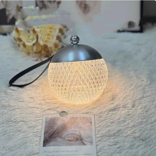 Portable small night lamp with minimalist design showing dimmable touch switch and compact 12cm dimensions
