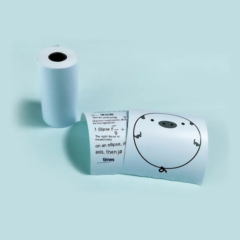 Roll of 57x30mm pink and yellow blue thermal paper for wrong question printers.