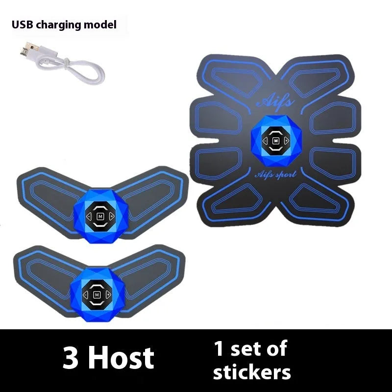 Eight-piece abdominal muscle waist reduction massage patch kit with PU leather silicone ABS resin construction