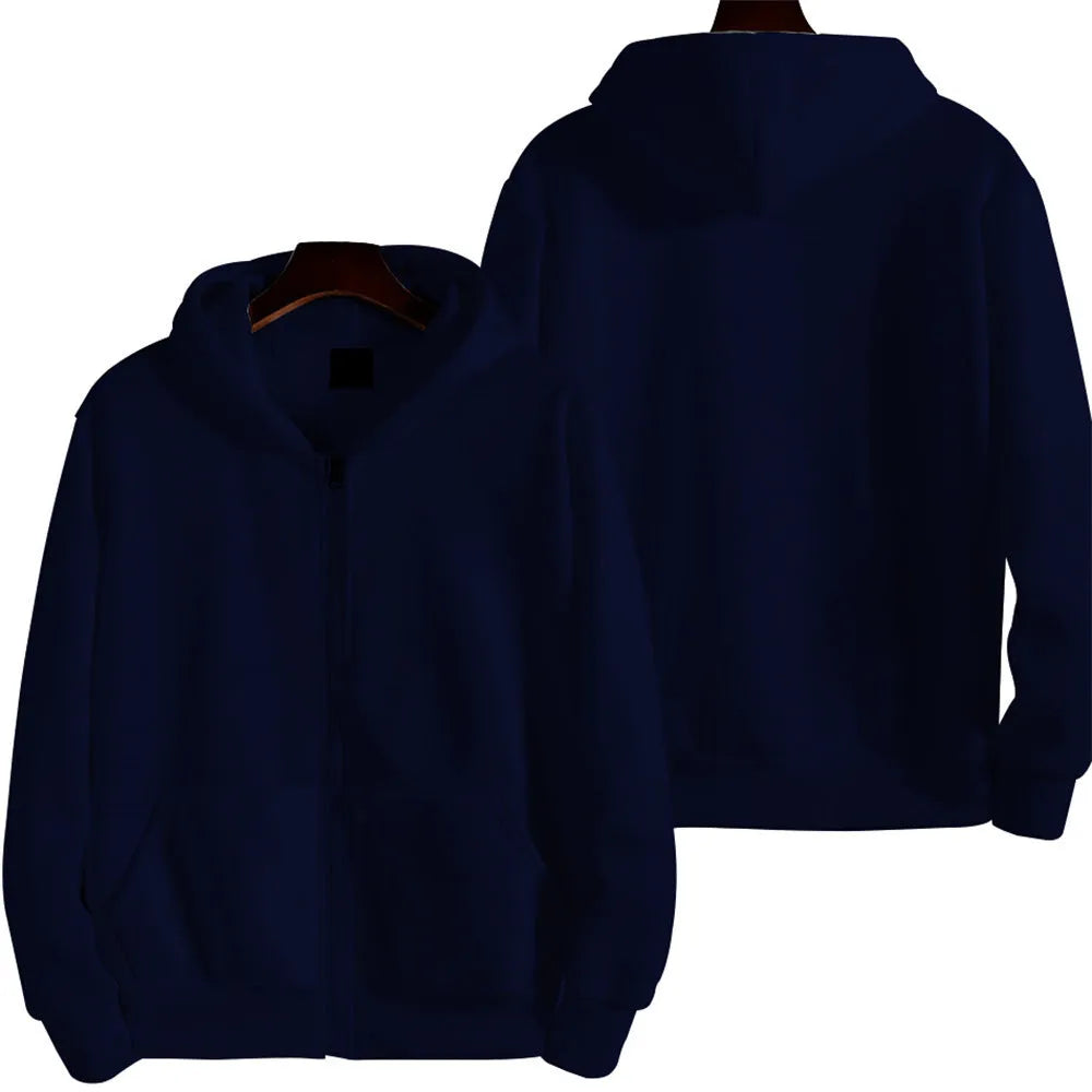 Men's loose-fit zipper jacket in polyester-spandex blend, available in multiple colours and sizes for sports.
