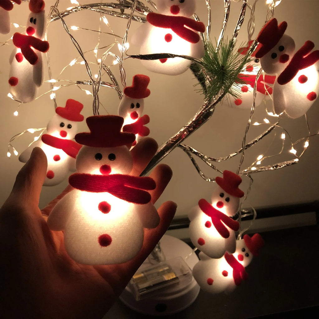 Snowman LED Christmas string lights garland with warm white bulbs in 1.65m or 3m lengths