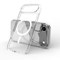 Transparent magnetic phone case for iPhone 17 showing clear design with magnetic ring and precise port cutouts