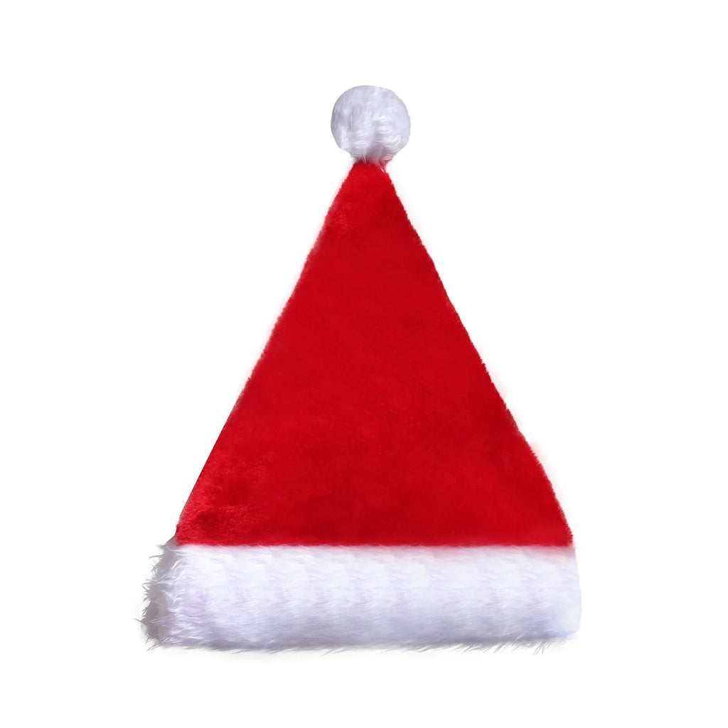 Red and white plush Santa hat with LED lights glowing around the brim and decorative pompom