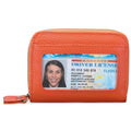 Genuine cowhide leather expanding card holder wallet with anti-theft card slots