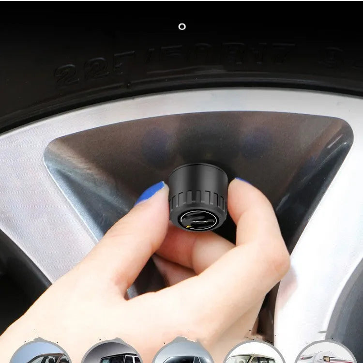 Bluetooth tyre pressure monitor sensors with wrench and anti-theft screws, black colour, 21.8mm size