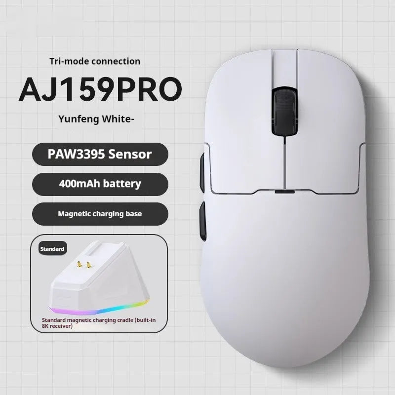 AJ159 gaming mouse in Yunfeng White colour with compact design and Teflon foot patches