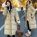 Korean style cold-proof cotton-padded jacket in black, shown with regular long sleeves.