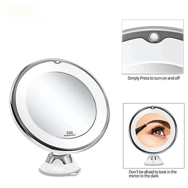 White LED make-up mirror with battery operation, plastic frame, 17.5 x 21cm, bright LED lights