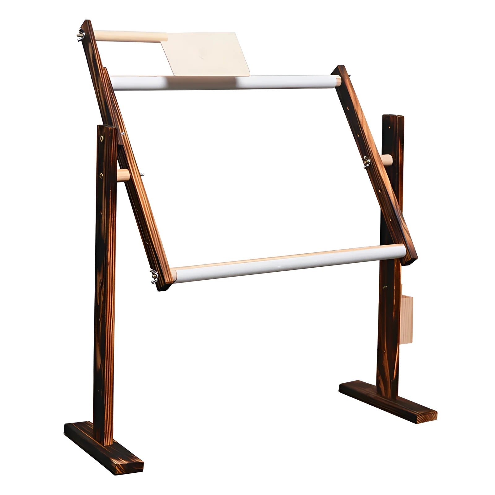 Vertical adjustable pine wood cross stitch frame for desktop embroidery work