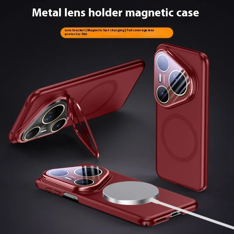 Huawei Pura80 magnetic lens protective case in frosted PC with drop-resistant design