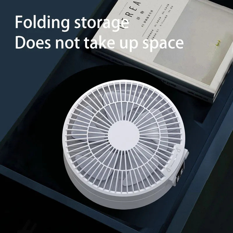 White blue or green USB rechargeable portable folding fan with remote control and warm night light