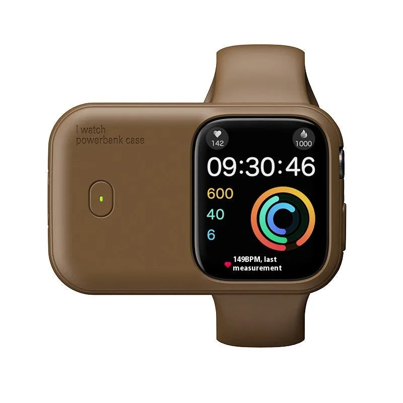 Apple Watch charging case with 1200mAh battery, silicone case, and Type-C cable for portable wireless charging
