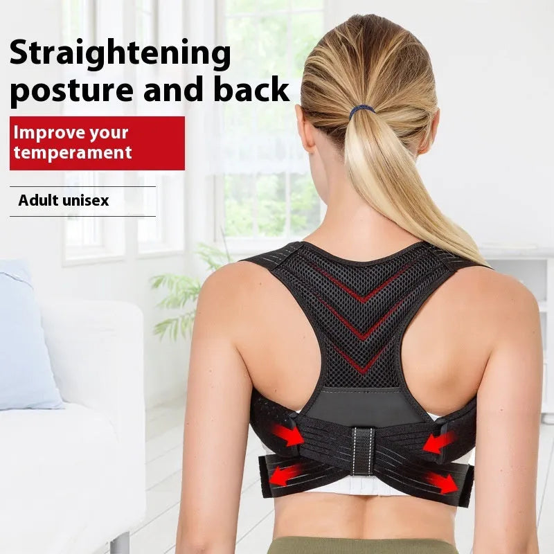 Black anti-humpback correction belt for posture support during sports activities