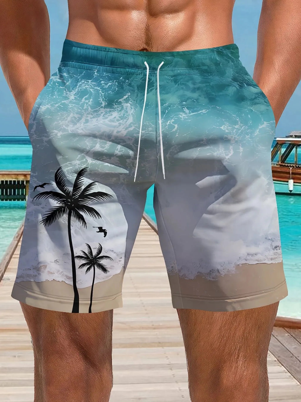 Men's micro-elastic quick-drying swimming trunks in polyester fabric available in multiple colours