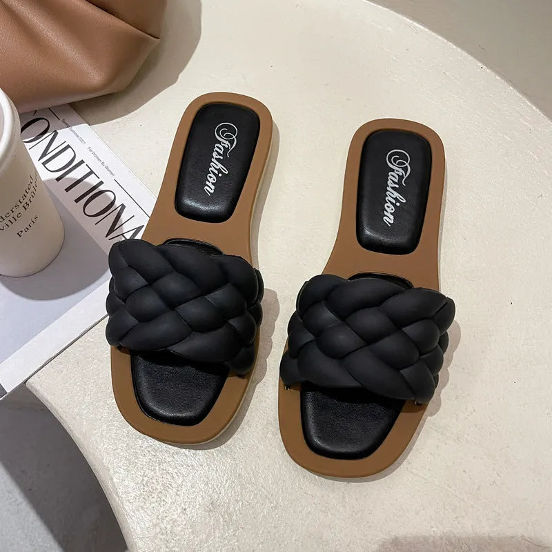 Women's PVC beach sandals with anti-skid soles in black, green, orange or white colours, sizes 36-40