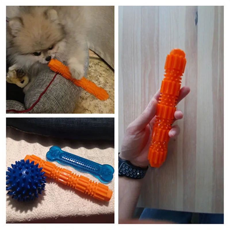 Green durable rubber dog chew toy with treat-dispensing hole and textured surface for aggressive chewers.