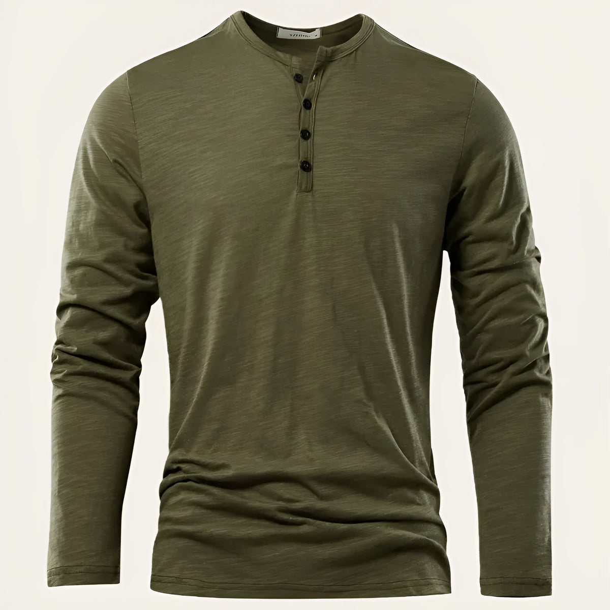 Men's solid colour slub cotton long-sleeved casual top in white black wine red army green khaki