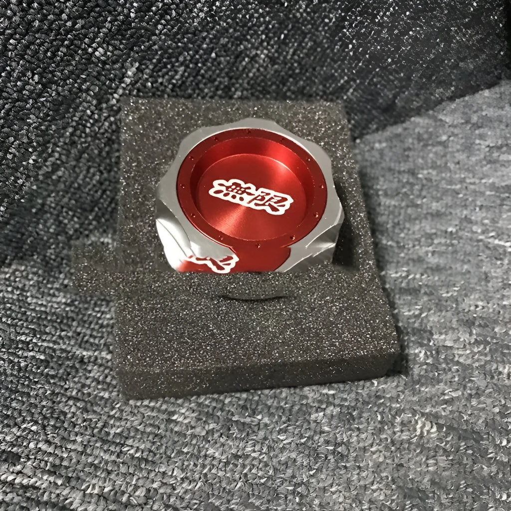 Aluminium alloy oil filler cap for Honda cars in red, blue, silver, black, purple, and gold colour options.