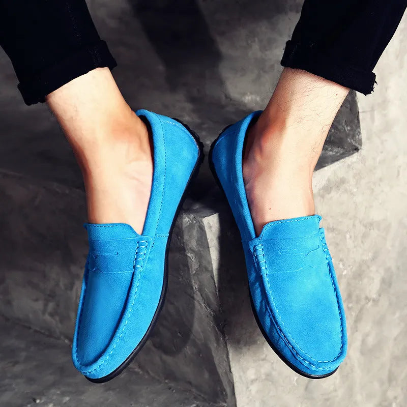Men's Tods casual shoes in suede leather with flat rubber soles, Gommino style, available in sizes 38-47