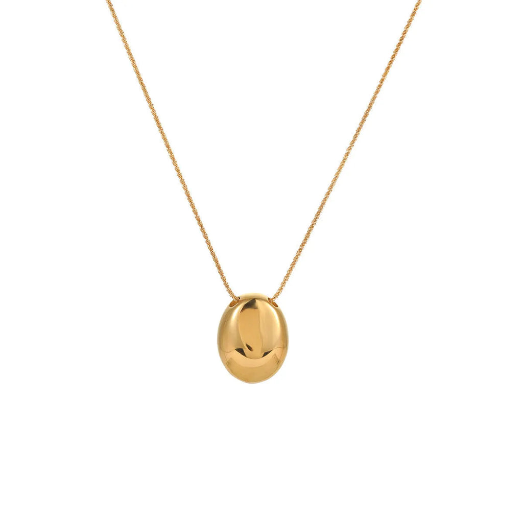 Long gold-plated necklace featuring a geometric pendant on an adjustable stainless steel chain.