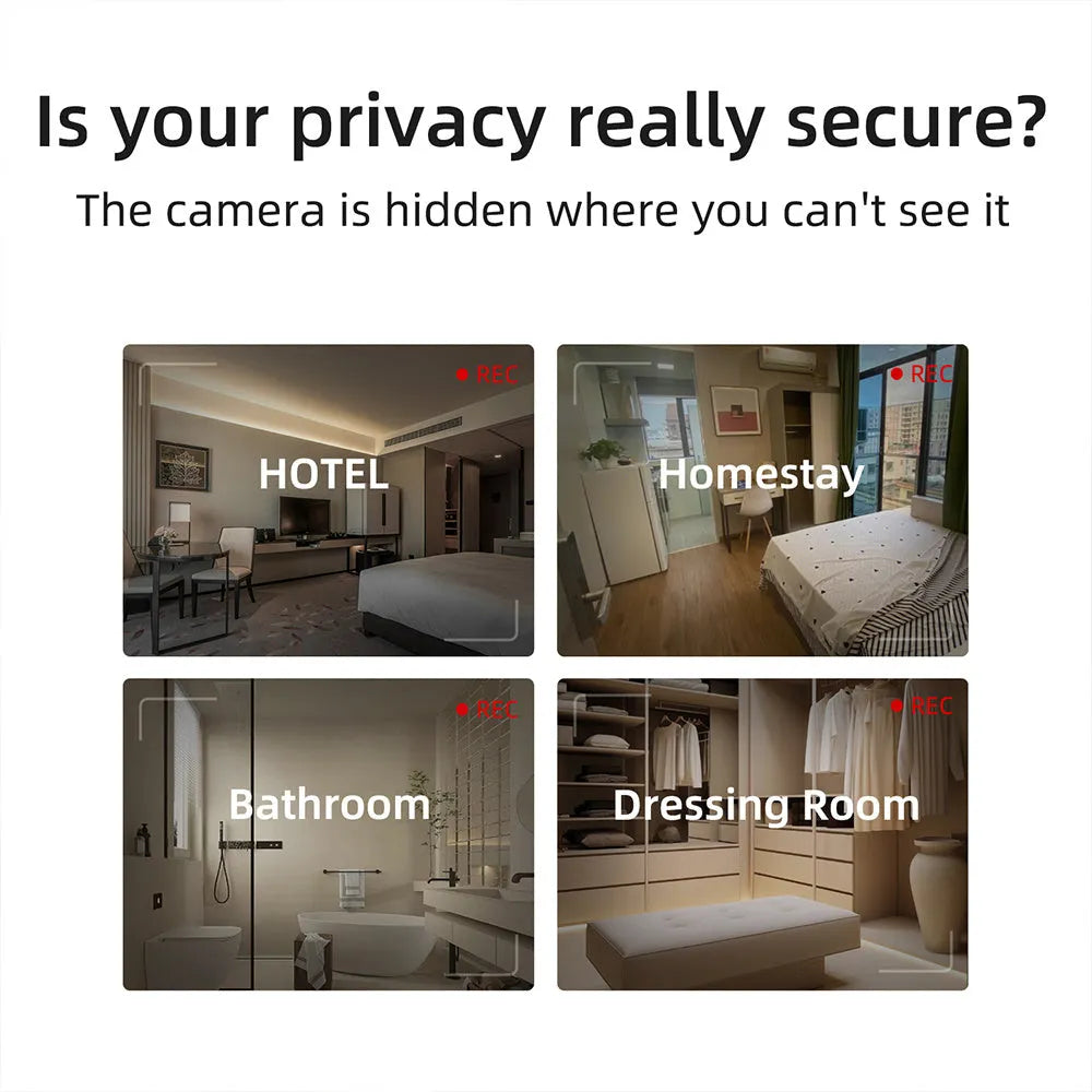 Compact camera detector with infrared optical lens for 5-metre detection of hidden cameras in darkness