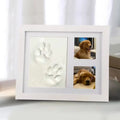 Pet paw print photo frame with 4-inch square opening for dog or cat footprint memorial display