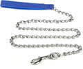 Heavy-duty metal dog leash with soft padded handle, 120cm chew-proof chain for large and medium dogs