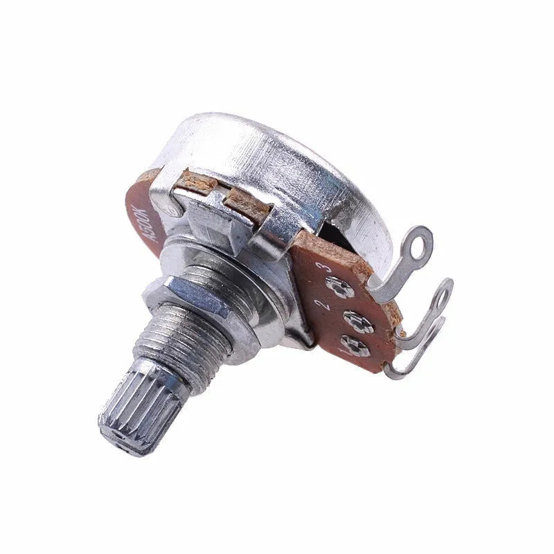 Silver metal electric guitar potentiometer knob for 6mm shaft, shown isolated.
