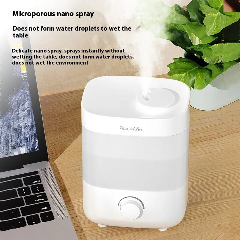 White dual spout USB humidifier with 2 litre capacity tank and night light display