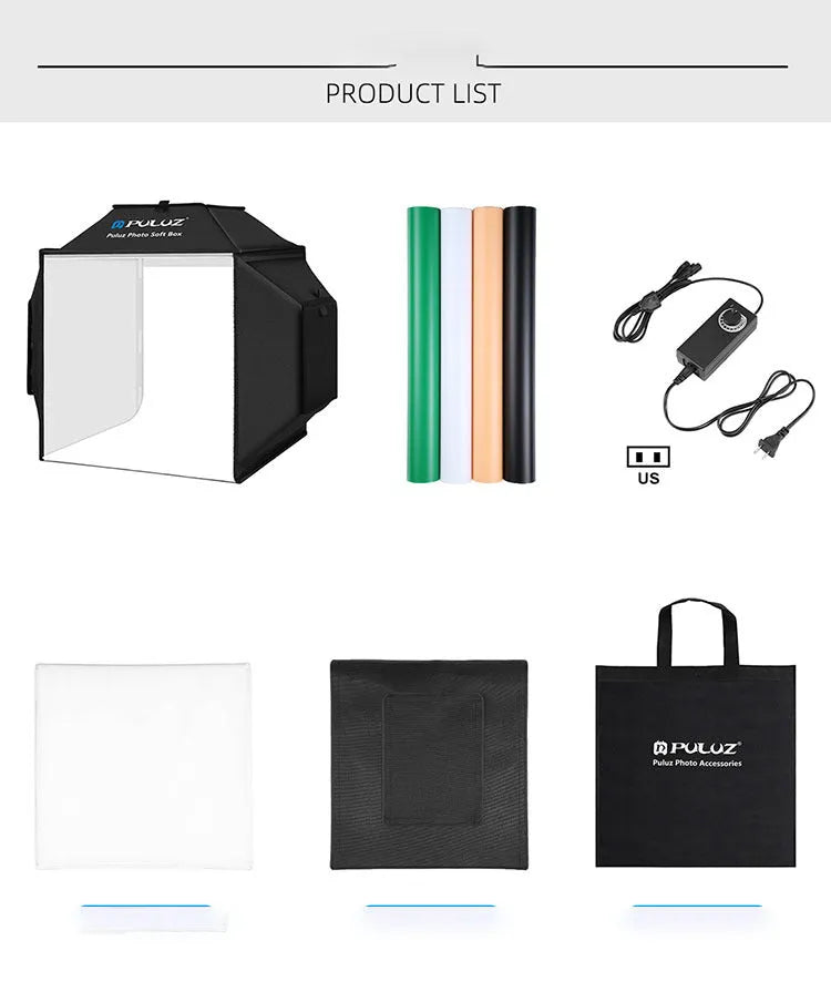 40cm foldable LED photo light box with 600D nylon cloth, 5500K and Ra>95, for small product photography
