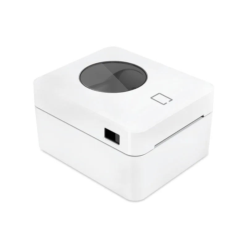 Heat-sensitive label printer with compact design, USB and Bluetooth ports, 200x160x139.5mm dimensions