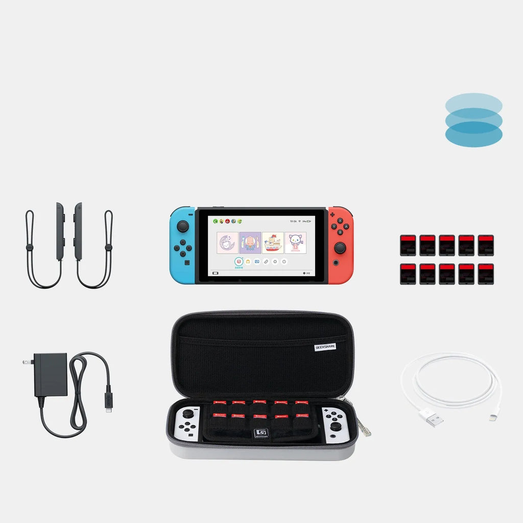 Nintendo Switch storage bag clutch with multi-cassette handle for game cartridges
