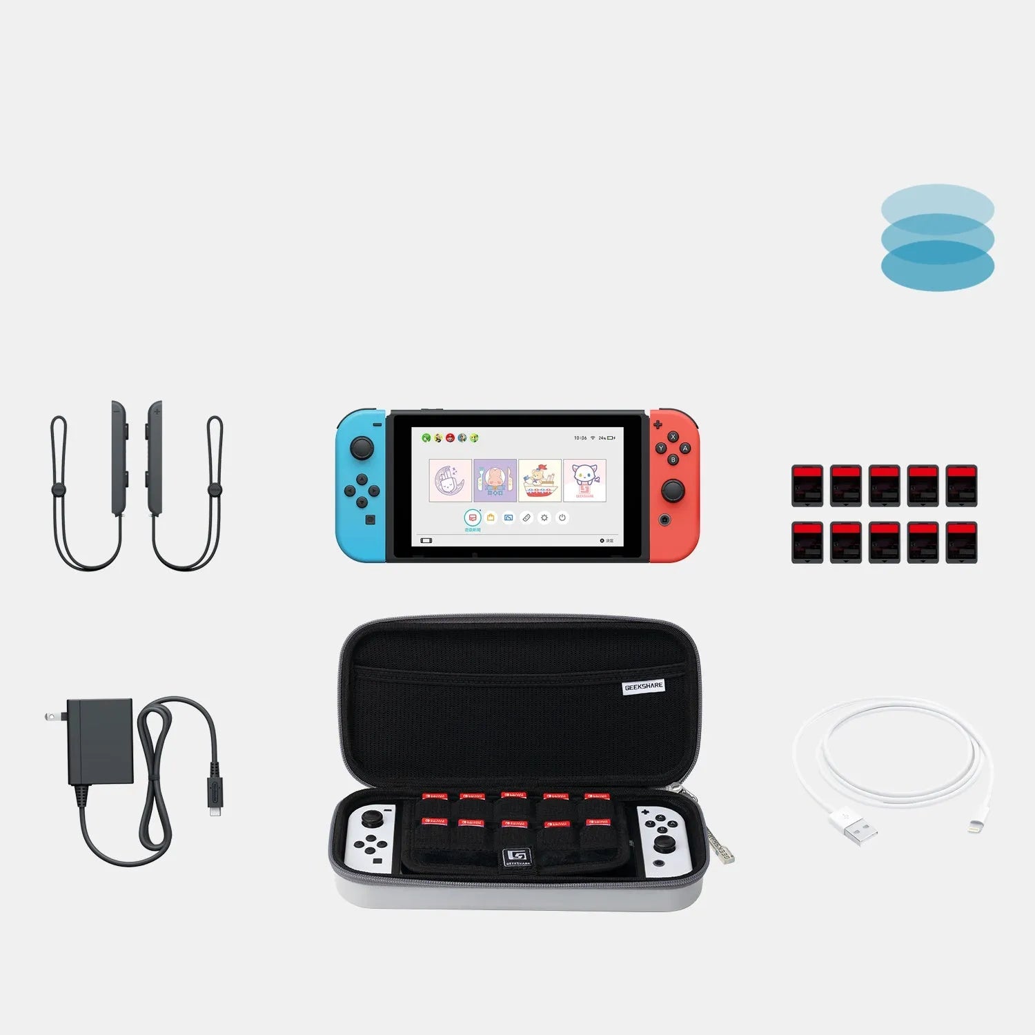 Nintendo Switch storage bag clutch with multi-cassette handle for game cartridges