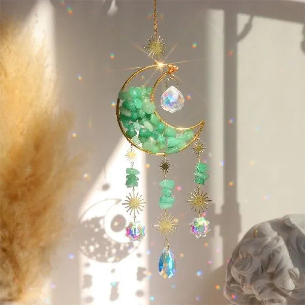 K9 crystal car pendant with 420mm length and 100mm moon shape in five colour options