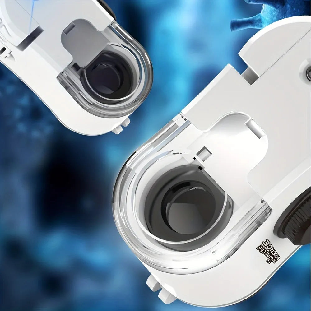 Mini mobile phone microscope with clip-on adapter showing 60x magnification capability