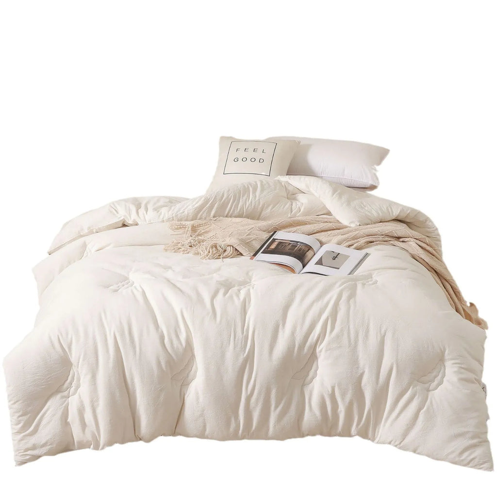 Soybean fibre pure cotton quilt in grey colour showing twill weave texture and size dimensions