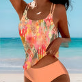 Retro high waist bikini swimsuit with beach print design in multiple colour options