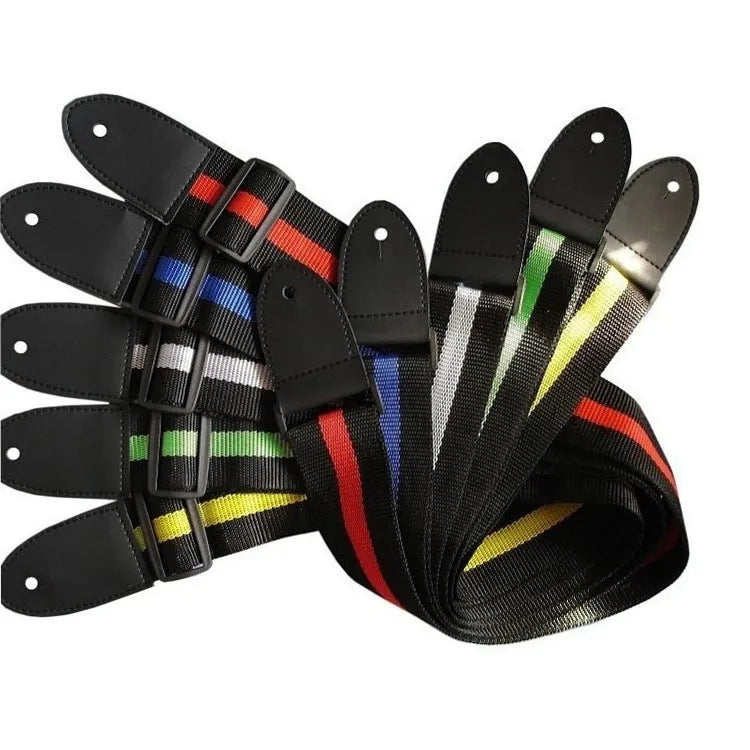 Woven crossbody strap for musical instruments in five colour options on guitar