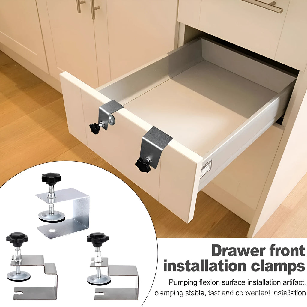 Drawer panel fixing clip in stainless steel or galvanized construction with multiple format options