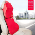 Memory foam car headrest pillow and lumbar support pillow set in black and brown colours.