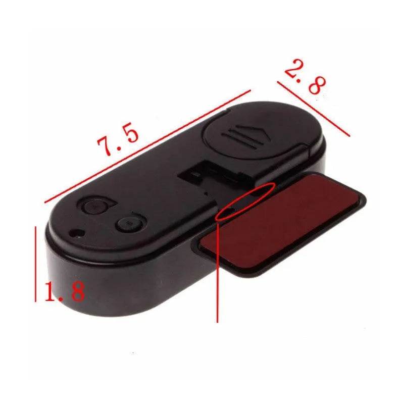 Black car clock thermometer measuring 7.5cm with digital LED display showing time and temperature