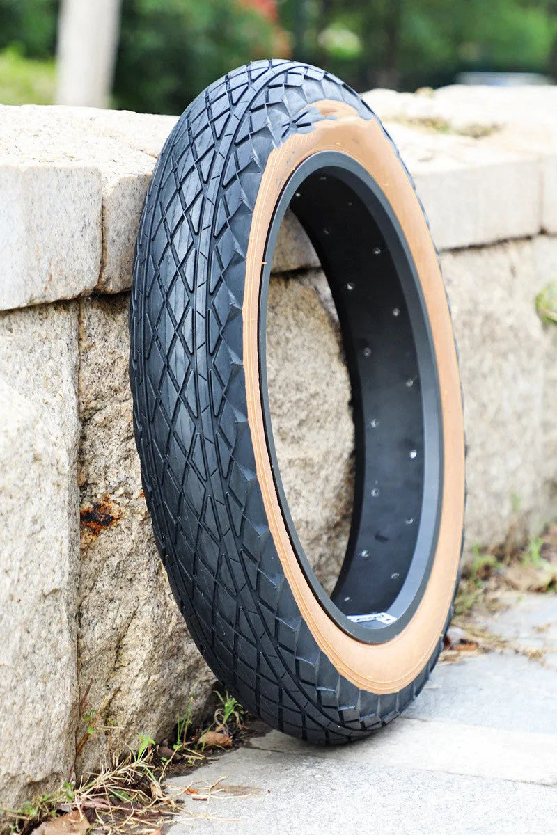 Brown skin edge tyre for electric beach car measuring 20x4.0 inches with 1370g weight