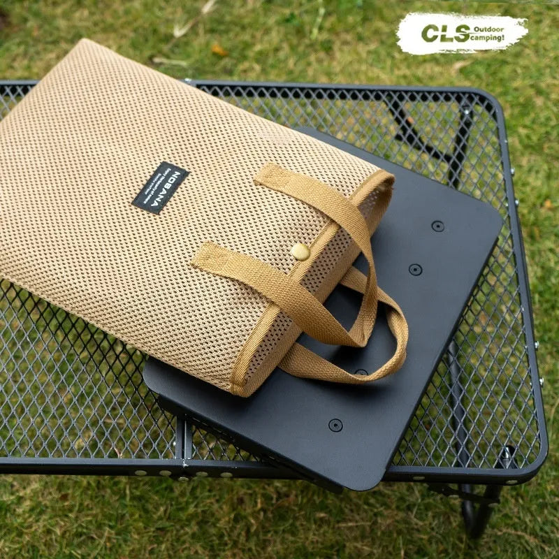 CLS Outdoor dual-use folding stool in aluminium alloy, showing stool and table configurations with storage bag