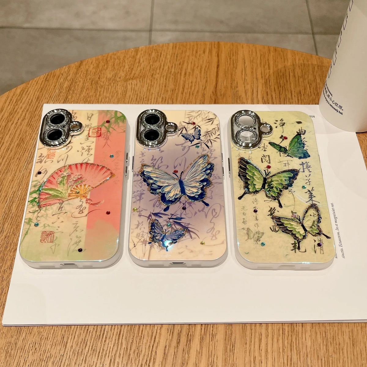 National style IMD anti-fall phone case for iPhone 11 to 16 Pro Max, all-inclusive design, three colour options