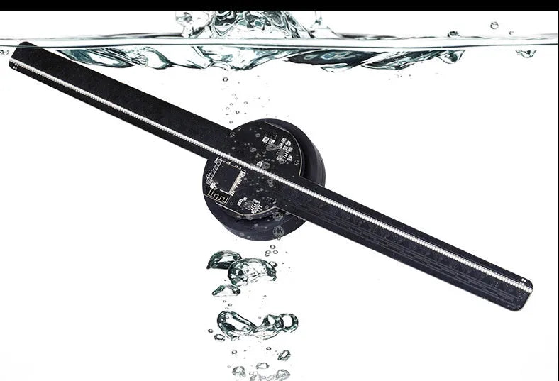 Upgraded naked eye 3D holographic advertising fan screen with 42cm display on a floor stand.
