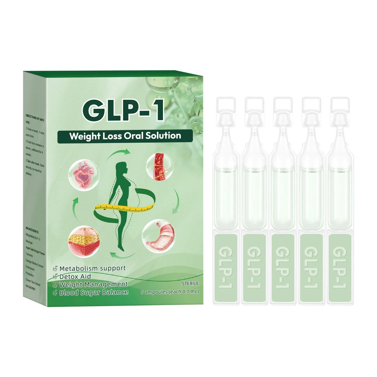 Box of abdomen slimming care drops with five pieces for lifting and firming body shaping applications