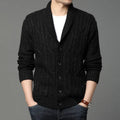 Men's Korean style jacquard knitted jacket straight cut cardigan thickening fabric autumn winter wear